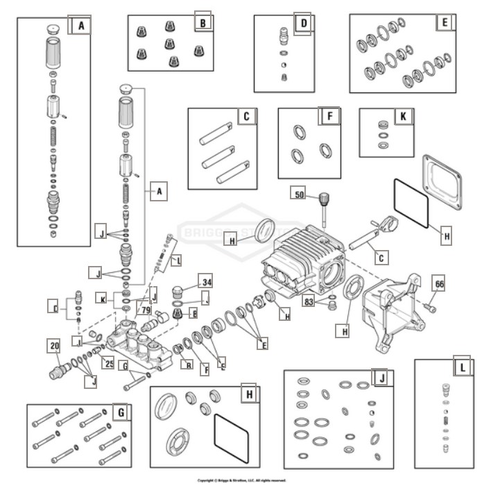 Briggs and stratton model 020596-02 pump breakdown & parts